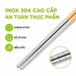 Đũa Xào Nấu Thức Ăn Inox Cán Gỗ Rãnh Chống Trượt GD312 - Đũa Nấu Ăn Cán Gỗ Chống Nóng Cao Cấp 7