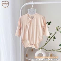 #101 Bộ Body Sơ Sinh Happy Kids Chất Petit Bamboo QC Cài Chéo Cúc Bấm Mềm Mại Họa Tiết Đơn Giản Đáng Yêu 8