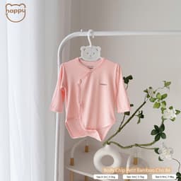 #101 Bộ Body Sơ Sinh Happy Kids Chất Petit Bamboo QC Cài Chéo Cúc Bấm Mềm Mại Họa Tiết Đơn Giản Đáng Yêu 9