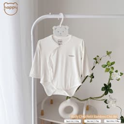 #101 Bộ Body Sơ Sinh Happy Kids Chất Petit Bamboo QC Cài Chéo Cúc Bấm Mềm Mại Họa Tiết Đơn Giản Đáng Yêu 3