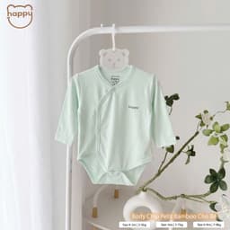 #101 Bộ Body Sơ Sinh Happy Kids Chất Petit Bamboo QC Cài Chéo Cúc Bấm Mềm Mại Họa Tiết Đơn Giản Đáng Yêu 6