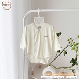 #101 Bộ Body Sơ Sinh Happy Kids Chất Petit Bamboo QC Cài Chéo Cúc Bấm Mềm Mại Họa Tiết Đơn Giản Đáng Yêu 5