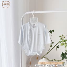 #101 Bộ Body Sơ Sinh Happy Kids Chất Petit Bamboo QC Cài Chéo Cúc Bấm Mềm Mại Họa Tiết Đơn Giản Đáng Yêu 2