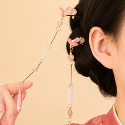 Trâm Cài Tóc Cổ Trang Hồng Ngọc Phối Tua Rua Dài – Phụ Kiện Hán Phục, Cổ Phục, Sườn Xám Chụp Ảnh Cosplay 1