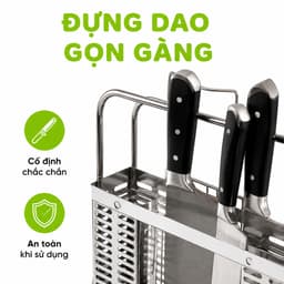 Giá Đụng Đũa Thìa Inox Đa Năng Kèm Khay Hứng Nước GD300 - Giá Inox Để Dao Kéo Khay Để Thớt Inox 4