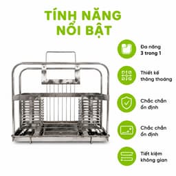 Giá Đụng Đũa Thìa Inox Đa Năng Kèm Khay Hứng Nước GD300 - Giá Inox Để Dao Kéo Khay Để Thớt Inox 8