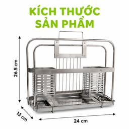 Giá Đụng Đũa Thìa Inox Đa Năng Kèm Khay Hứng Nước GD300 - Giá Inox Để Dao Kéo Khay Để Thớt Inox 6