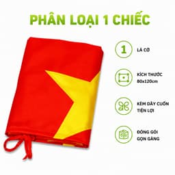 Lá Cờ Quốc Kỳ Việt Nam Lễ Tết Đại Hội 80x120cm GD299 - Cờ Tổ Quốc Gia Đình Treo Tường Diễu Hành 8