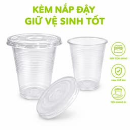 Cốc Nhựa Trong Suốt Dùng 1 Lần Dã Ngoại Du Lịch GD278 - Ly Nhựa Trong Suốt Kèm Nắp Đậy Gọn Gàng 4