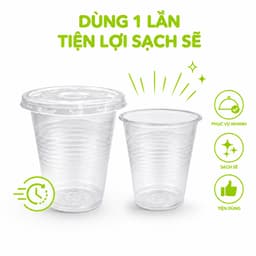 Cốc Nhựa Trong Suốt Dùng 1 Lần Dã Ngoại Du Lịch GD278 - Ly Nhựa Trong Suốt Kèm Nắp Đậy Gọn Gàng 3