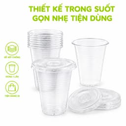 Cốc Nhựa Trong Suốt Dùng 1 Lần Dã Ngoại Du Lịch GD278 - Ly Nhựa Trong Suốt Kèm Nắp Đậy Gọn Gàng 2