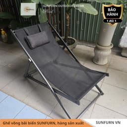 Ghế Võng Bãi Biển SUNFURN - Ghế Tắm Nắng Hồ Bơi Thư Giãn Ngoài Trời Khung Sắt Sơn Tĩnh Điện Vải Textilene Cao Cấp 130x60 3