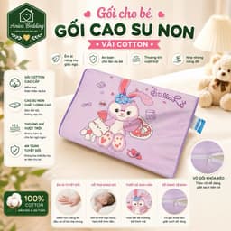 Gối Cao Su Non Cotton Em Bé Aniva Bedding 44x27x4/6cm Êm Ái Thoáng Khí Nâng Đỡ Cổ Vai Cho Bé 1