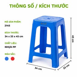 2 Ghế Đẩu Cao Gia Đình Nhựa 2145 Việt Nhật Cao Cấp Chắc Chắn Bền Đẹp Chịu Lực Tốt GD276 7