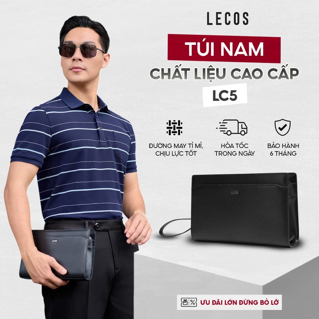Túi Clutch Da Nam LECOS LC5 Phong Cách Công Sở Cao Cấp