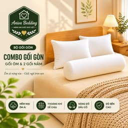 Bộ gối ôm và gối nằm gòn Minh Hằng Aniva Home, thiết kế tiện lợi, êm ái, nâng đỡ cơ thể 1