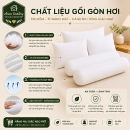 Gối Gòn Thảo Nhi Aniva Bedding Êm Ái Đàn Hồi Tốt Gối Nằm 40x60 50x70 Gối Ôm 35x100 2