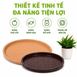 Khay Nhựa Việt Nhật Giả Mây Đựng Trái Cây, Bánh Kẹo GD346 - Mâm Nhựa Tròn Giả Mây Trang Trí Bàn Ăn 4