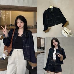 Áo Khoác Jean Nữ Dáng Lửng CHEZI HOUSE – Form Hàn Đẹp, Style Retro #J8037-39 – Xanh Denim/Xanh Nhạt 3