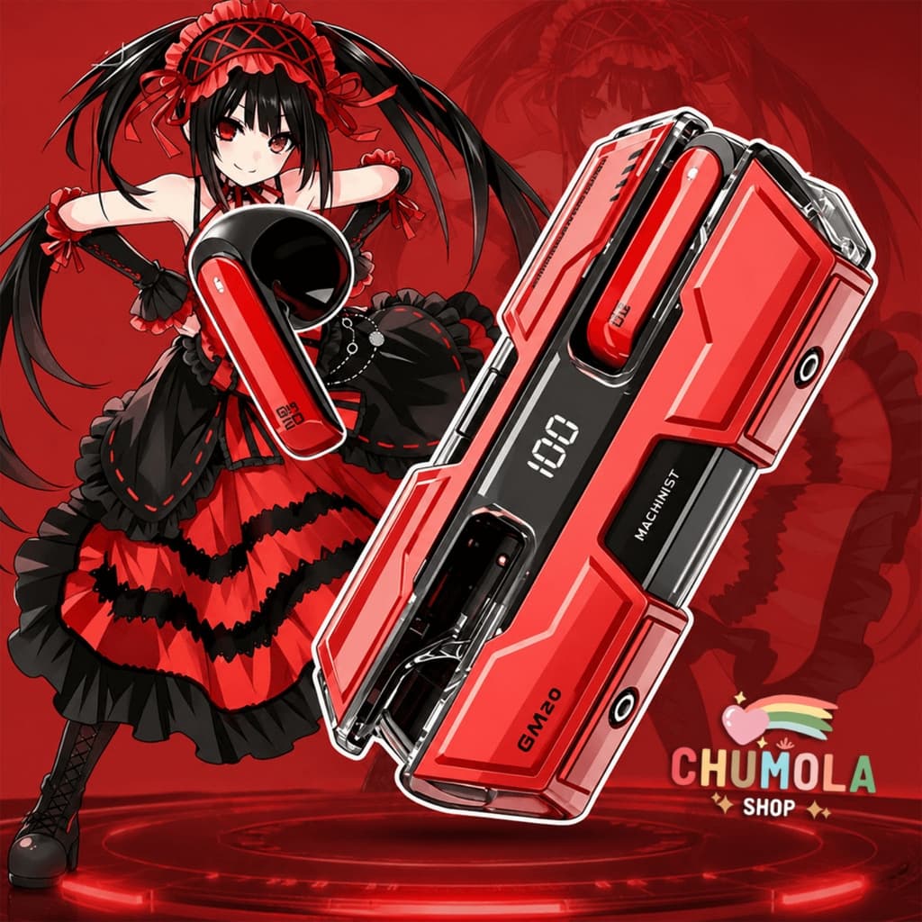 Tai Nghe Bluetooth Tokisaki Kurumi Anime Date A Live Không Dây Bluetooth 5.3 Tai Nghe Gaming LED Type-C