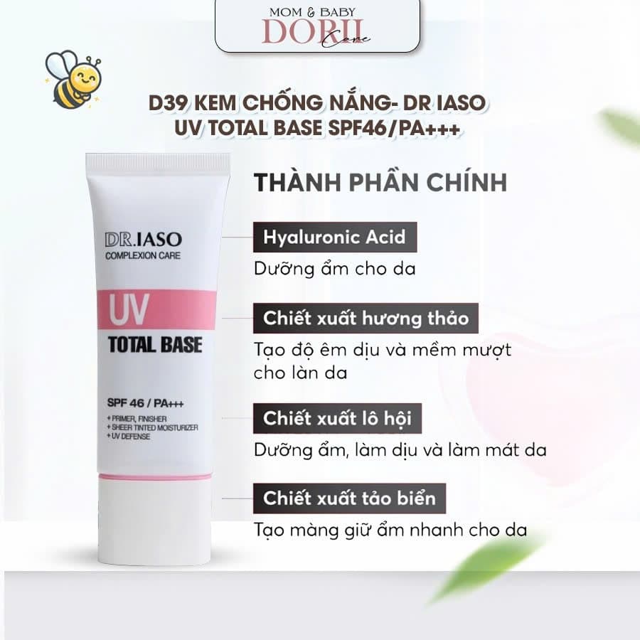 Dr IASO Kem nền chống nắng UV Total Base SPF 46 / PA+++ D39 40ml