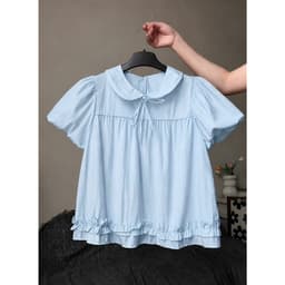 Áo babydoll nơ ngực gấu bèo 1 tầng tay bồng tiểu thư 3
