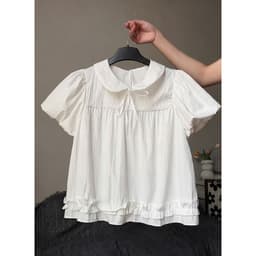 Áo babydoll nơ ngực gấu bèo 1 tầng tay bồng tiểu thư 8