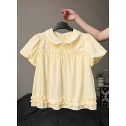 Áo babydoll nơ ngực gấu bèo 1 tầng tay bồng tiểu thư 5