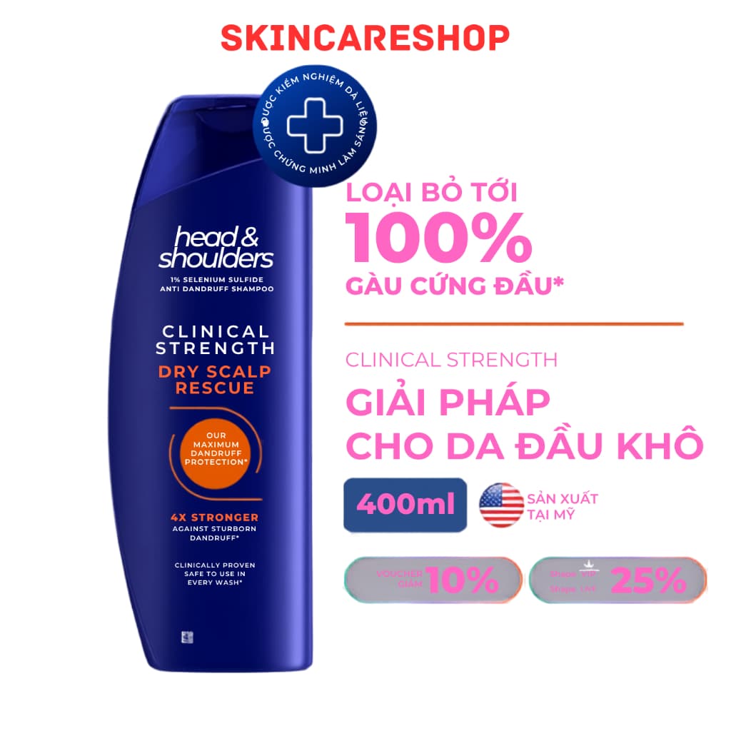 Dầu Gội HEAD & SHOULDERS Clinical Strength 4X Sức Mạnh Dành Cho Da Đầu Khô Chai 400ml SKINCARESHOP