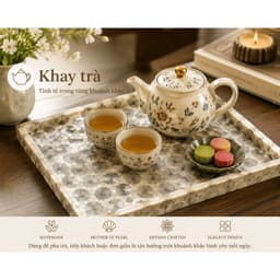 Khay khảm trai thủ công 7COOKS đựng trà bánh, trang sức và trang trí bàn 3
