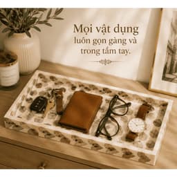 Khay khảm trai thủ công 7COOKS đựng trà bánh, trang sức và trang trí bàn 5