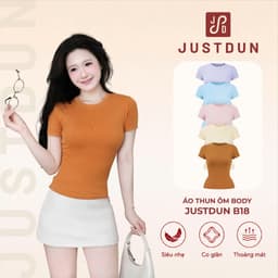 Áo thun ôm body cotton lông mịn co giãn Justdun B18 - Tông màu Pastel 3
