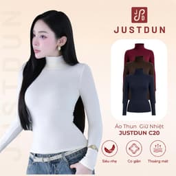 Áo Thun Ôm Body Giữ Nhiệt Cổ Cao 8 Phân, Tay Dài JUSTDUN C20 – Chất Cotton Dày Dặn, Tôn Dáng 1