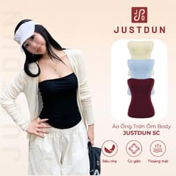 [Áo 2 Lớp Không Lộ]  Áo Ống Trơn Ôm Body JUSTDUN 5C - Basic, Vải Cotton Mịn, Co Giãn, Mềm Mại 1