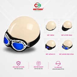 Mũ Bảo Hiểm 1/2 Dáng Phượt CAMRY – Gắn Kính Phi Công và Kính UV, Freesize Nam Nữ, Bảo Hành 12 Tháng. 4