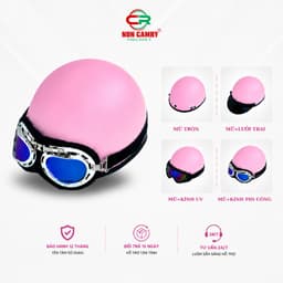 Mũ Bảo Hiểm 1/2 Dáng Phượt CAMRY – Gắn Kính Phi Công và Kính UV, Freesize Nam Nữ, Bảo Hành 12 Tháng. 2