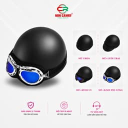 Mũ Bảo Hiểm 1/2 Dáng Phượt CAMRY – Gắn Kính Phi Công và Kính UV, Freesize Nam Nữ, Bảo Hành 12 Tháng. 3