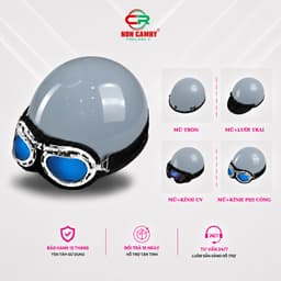 Mũ Bảo Hiểm 1/2 Dáng Phượt CAMRY – Gắn Kính Phi Công và Kính UV, Freesize Nam Nữ, Bảo Hành 12 Tháng. 6