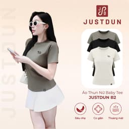 Áo Thun Nữ Baby Tee JUSTDUN B2 – Thêu “BLACK PEARL” Ver2, Chất Cotton Mềm Mịn, Co Giãn Nhẹ 1