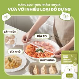 Màng bọc thực phẩm Topgia chất liệu PE co dãn miệng chun siêu dai an toàn tiện lợi túi 300 chiếc 6