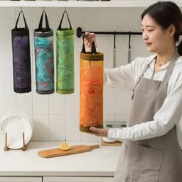 Túi Lưới Đựng Bao Nilon Treo Tường - Giỏ Lưới Đựng Túi Rác Dạng Ống Dài Tiện Lợi - Tặng Móc Dính Trong 9