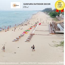 [HÀNG CHÍNH HÃNG] Ghế Tắm Nắng Gỗ Tự Nhiên Ngoài Trời SUNFURN - Giường Hồ Bơi Resort Bãi Biển Cao Cấp 5