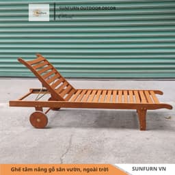 [HÀNG CHÍNH HÃNG] Ghế Tắm Nắng Gỗ Tự Nhiên Ngoài Trời SUNFURN - Giường Hồ Bơi Resort Bãi Biển Cao Cấp 2