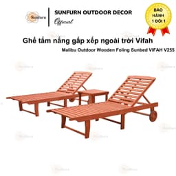 [HÀNG CHÍNH HÃNG] Ghế Tắm Nắng Gỗ Tự Nhiên Ngoài Trời SUNFURN - Giường Hồ Bơi Resort Bãi Biển Cao Cấp 7