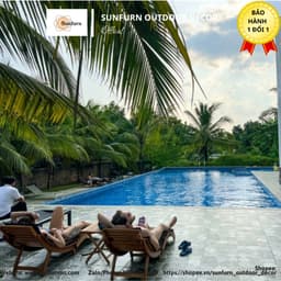 [HÀNG CHÍNH HÃNG] Ghế Tắm Nắng Gỗ Tự Nhiên Ngoài Trời SUNFURN - Giường Hồ Bơi Resort Bãi Biển Cao Cấp 9