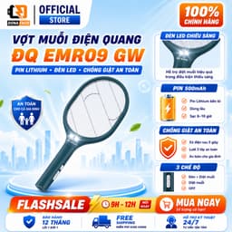 Vợt Muỗi Điện Quang ĐQ EMR09 GW tích hợp đèn LED chiếu sáng pin lâu 1