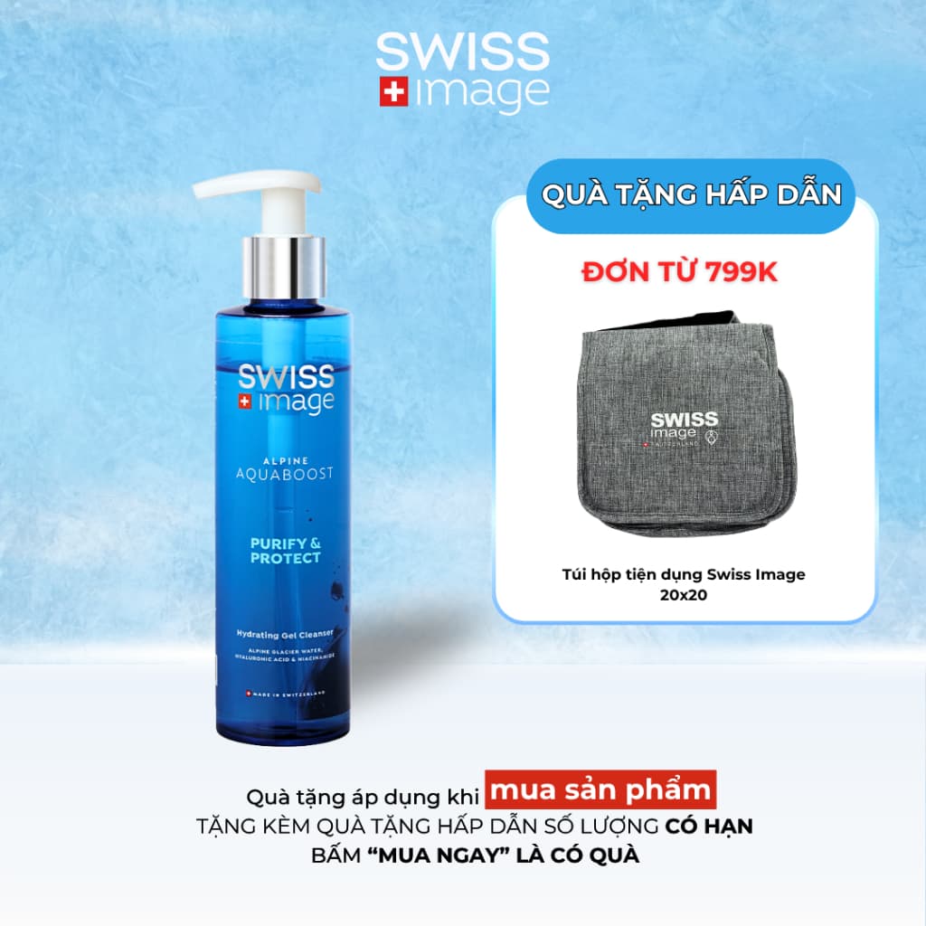 Gel rửa mặt AquaBoost SWISS IMAGE làm sạch sâu, cấp ẩm tức thì cho da Alpine Hydrating Gel Cleanser