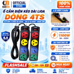 Ổ cắm điện 4 ổ 3 chấu 1 công tắc có nắp chắn Lioa cắm đa năng công suất 1100W dây dài 3M/5M 1