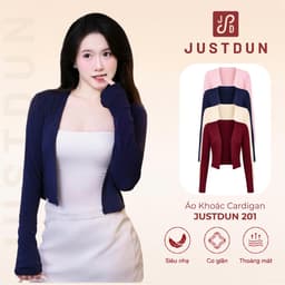 Áo Khoác Cardigan JUSTDUN 201 Nữ - Dáng Vừa, Vải Cotton Mịn, Mềm Mại, Thoáng Mát, Co Giãn Êm Ái 1