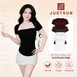 Áo Thun Nhún Eo Ngắn Tay Ôm Body Cotton Mịn JUSTDUN PQ8 1